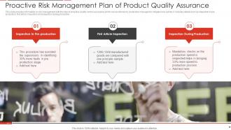 Proactive Risk Management Plan Of Product Quality Assurance
