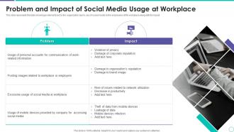 Problem And Impact Of Social Media Usage At Workplace