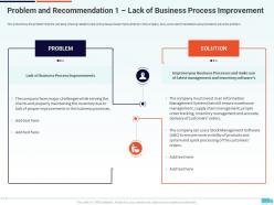 Problem and recommendation 1 lack creation of valuable propositions by a logistic company