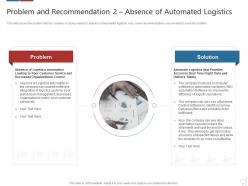 Problem and recommendation 2 absence of automated logistics logistics technologies good value propositions company