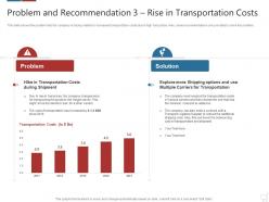 Problem and recommendation 3 rise in transportation costs logistics technologies good value propositions company