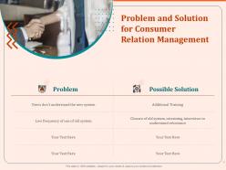 Problem and solution for consumer relation management ppt infographics