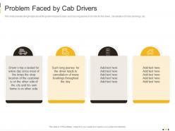 Problem faced by cab drivers cab services investor funding elevator ppt introduction