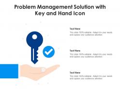 Problem management solution with key and hand icon