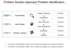 Problem solution approach problem identification and solutions slide ppt icon