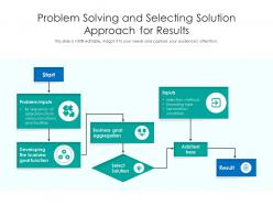 Problem solving and selecting solution approach for results