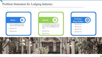 Problem statement for lodging industry investor funding elevator