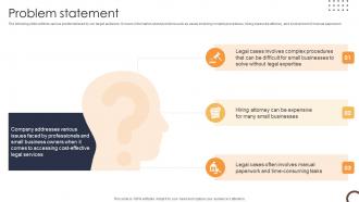 Problem Statement Fundraising Pitch Deck For Legal Services Company