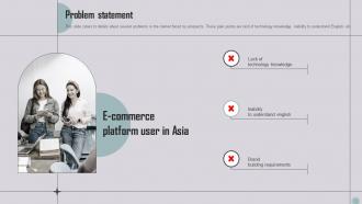 Problem Statement Internet Based Commerce Firm Investor Funding Elevator Pitch Deck
