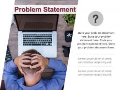Problem statement layout with man holding head in stress