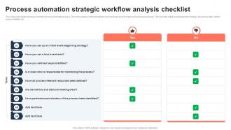 Process Automation Strategic Workflow Analysis Checklist