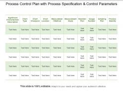 Process control plan with process specification and control parameters 1