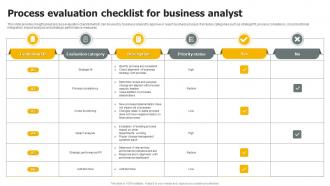 Process Evaluation Checklist For Business Analyst