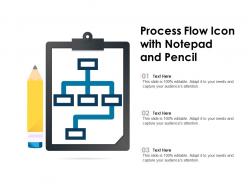Process flow icon with notepad and pencil
