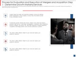 Process for evaluation and step 1 determine growth markets services overview of merger and acquisition