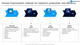 Process Improvement Methods For Maximum Productivity And Efficiency