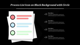 Process list icon on black background with circle and quadrilateral shapes