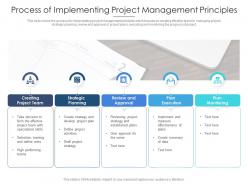 Process of implementing project management principles