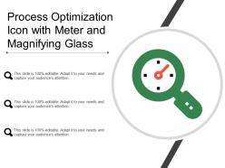 Process optimization icon with meter and magnifying glass