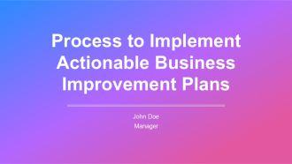 Process To Implement Actionable Business Improvement Plans PPT Sample AT