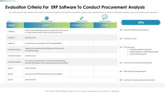 Procurement Analysis Evaluation Criteria For ERP Software To Conduct Procurement Analysis