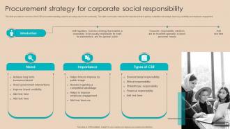 Procurement Negotiation Strategies Procurement Strategy For Corporate Social Strategy SS V