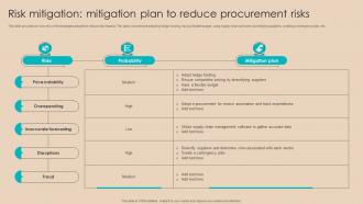 Procurement Negotiation Strategies Risk Mitigation Plan To Reduce Procurement Strategy SS V