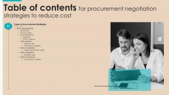 Procurement Negotiation Strategies To Reduce Cost Table Of Contents Strategy SS V