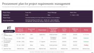 Procurement Plan For Project Requirements Management Effective Management Project Leaders