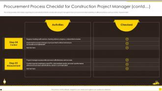 Procurement Process Checklist For Construction Construction Project Guidelines Playbook