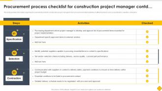Procurement Process Checklist For Construction Contd Modern Methods Of Construction Playbook