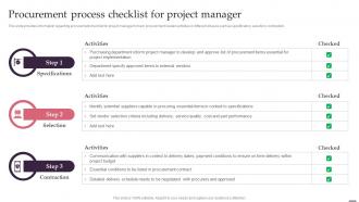 Procurement Process Checklist For Project Manager Effective Management Project Leaders