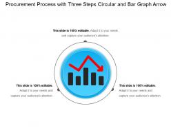 Procurement process with three steps circular and bar graph arrow