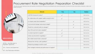 Procurement Rate Negotiation Preparation Checklist