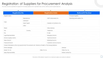 Procurement Spend Analysis Registration Of Suppliers For Procurement Analysis