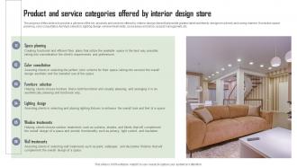 Product And Service Categories Offered By Interior Design Company Overview
