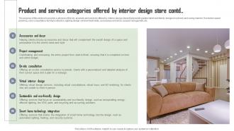 Product And Service Categories Offered By Interior Design Company Overview Editable Researched