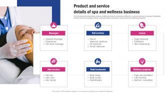 Product And Service Details Of Spa And Wellness Spa Business Promotion Strategy To Increase Brand Strategy SS V