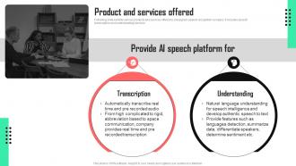 Product And Services Offered Deepgram Investor Funding Elevator Pitch Deck