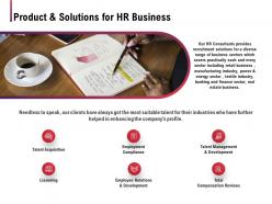 Product And Solutions For HR Business Ppt Powerpoint Presentation Model Example