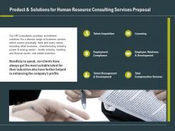 Product And Solutions For Human Resource Consulting Services Proposal Ppt Grid