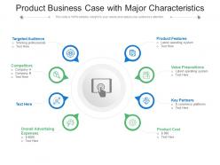 Product business case with major characteristics