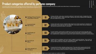 Product Categories Offered By Perfume Company Perfume Business BP SS