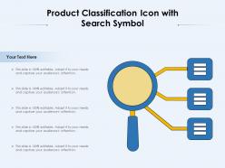 Product classification icon with search symbol