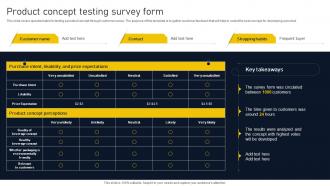 Product Concept Testing Survey Form Product Lifecycle Phases Implementation