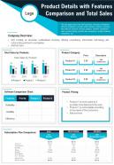 Product details with features comparison and total sales presentation report infographic ppt pdf document