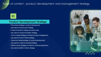 Product Development And Management Strategy Table Of Content