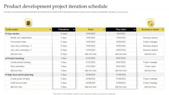 Product Development Project Iteration Schedule