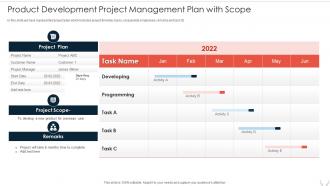 Product Development Project Management Plan With Scope