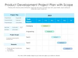 Product development project plan with scope